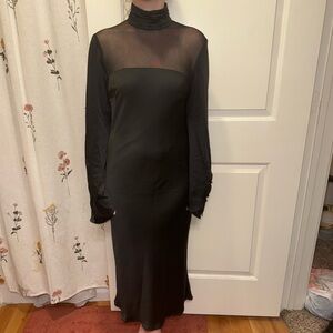 Meshki Black Long Sleeve Sheer Dress